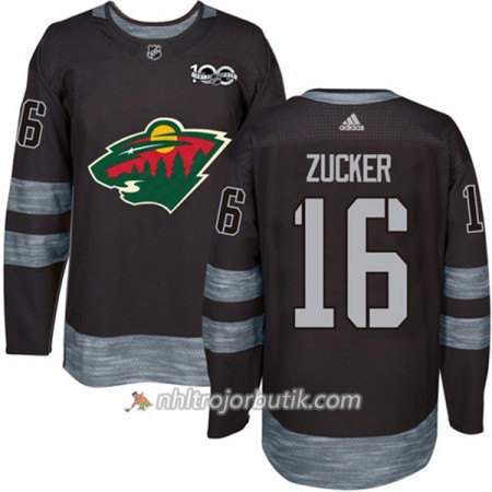 Män Ishockey Minnesota Wild Tröja Jason Zucker 16 1917-2017 100th Anniversary Adidas Svart Authentic